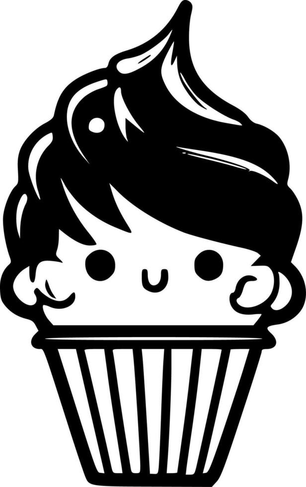 Cupcake - Black and White Isolated Icon - Vector illustration