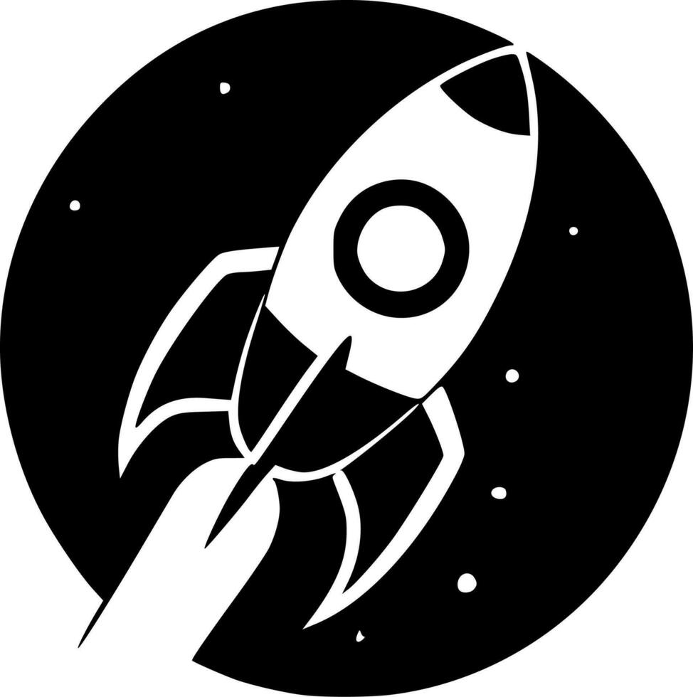 Rocket - Black and White Isolated Icon - Vector illustration