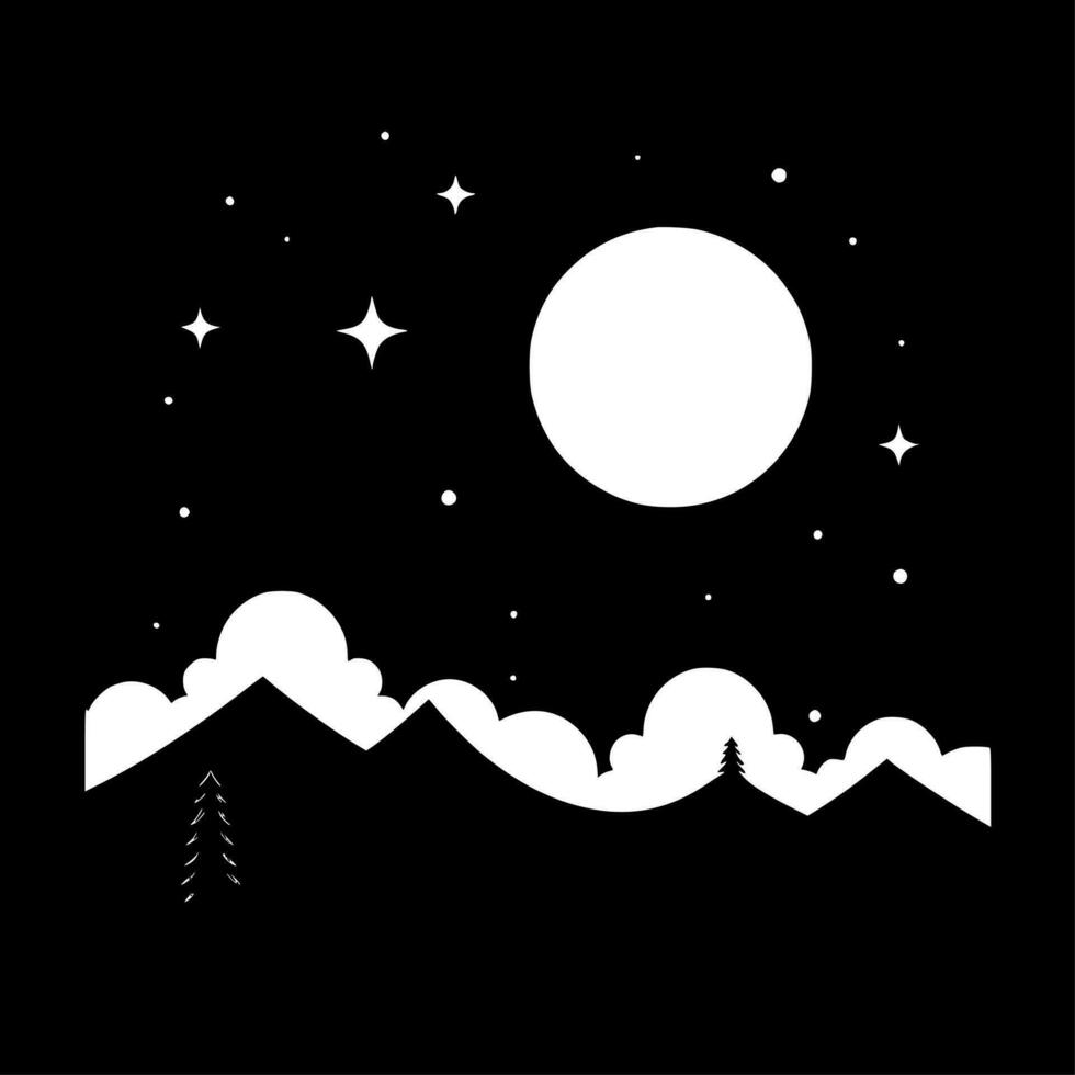 noche cielo, minimalista y sencillo silueta - vector ilustración