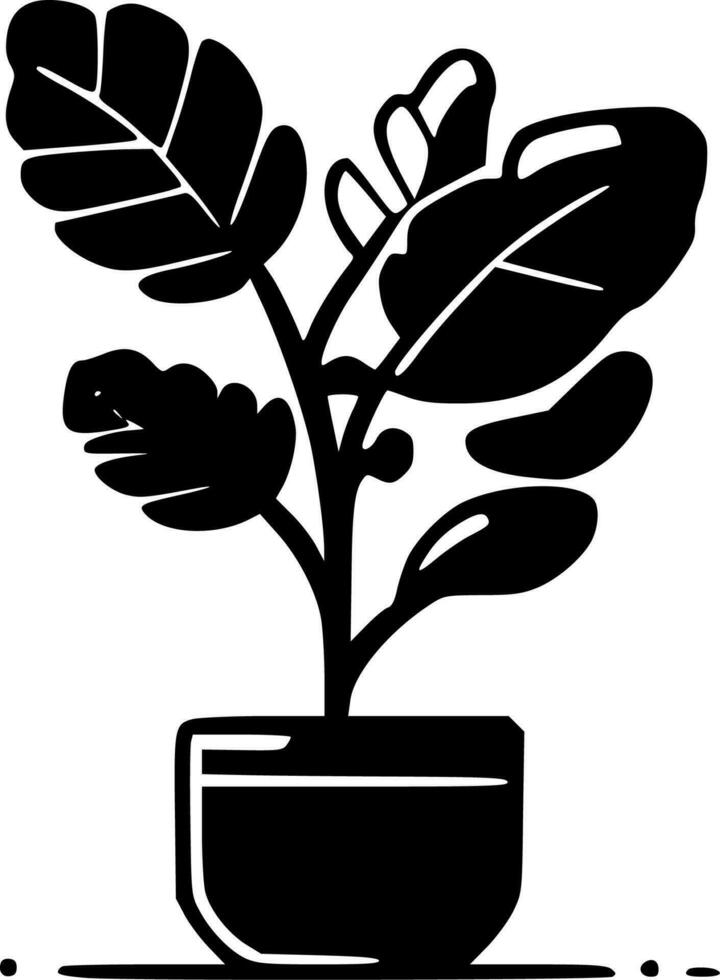 Plant - Black and White Isolated Icon - Vector illustration