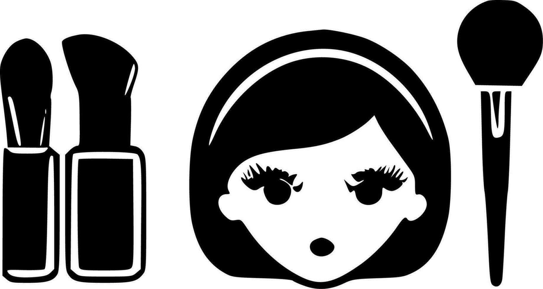 maquillaje - negro y blanco aislado icono - vector ilustración