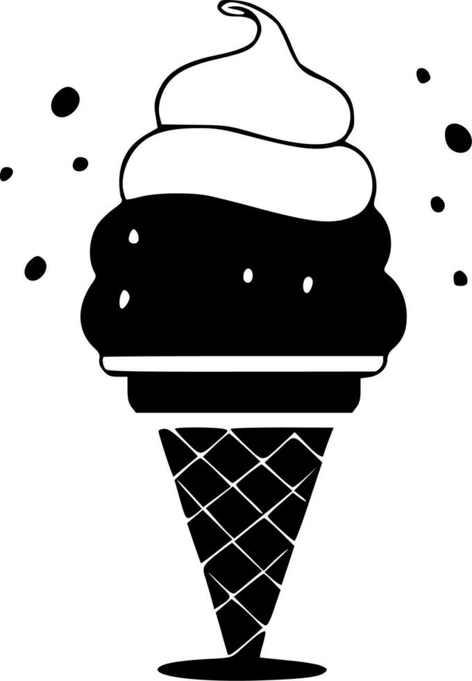 Ice Cream, Black and White Vector illustration