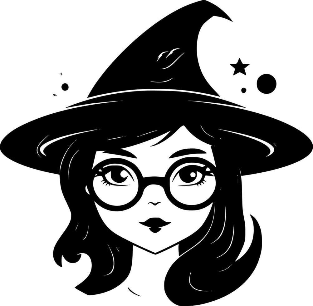 Witchy - Black and White Isolated Icon - Vector illustration