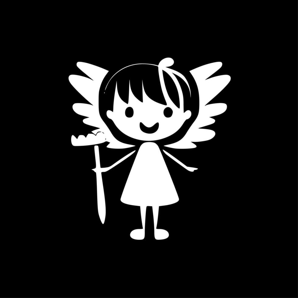 Tooth Fairy, Black and White Vector illustration