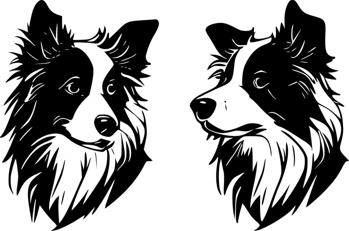 frontera collie - negro y blanco aislado icono - vector ilustración