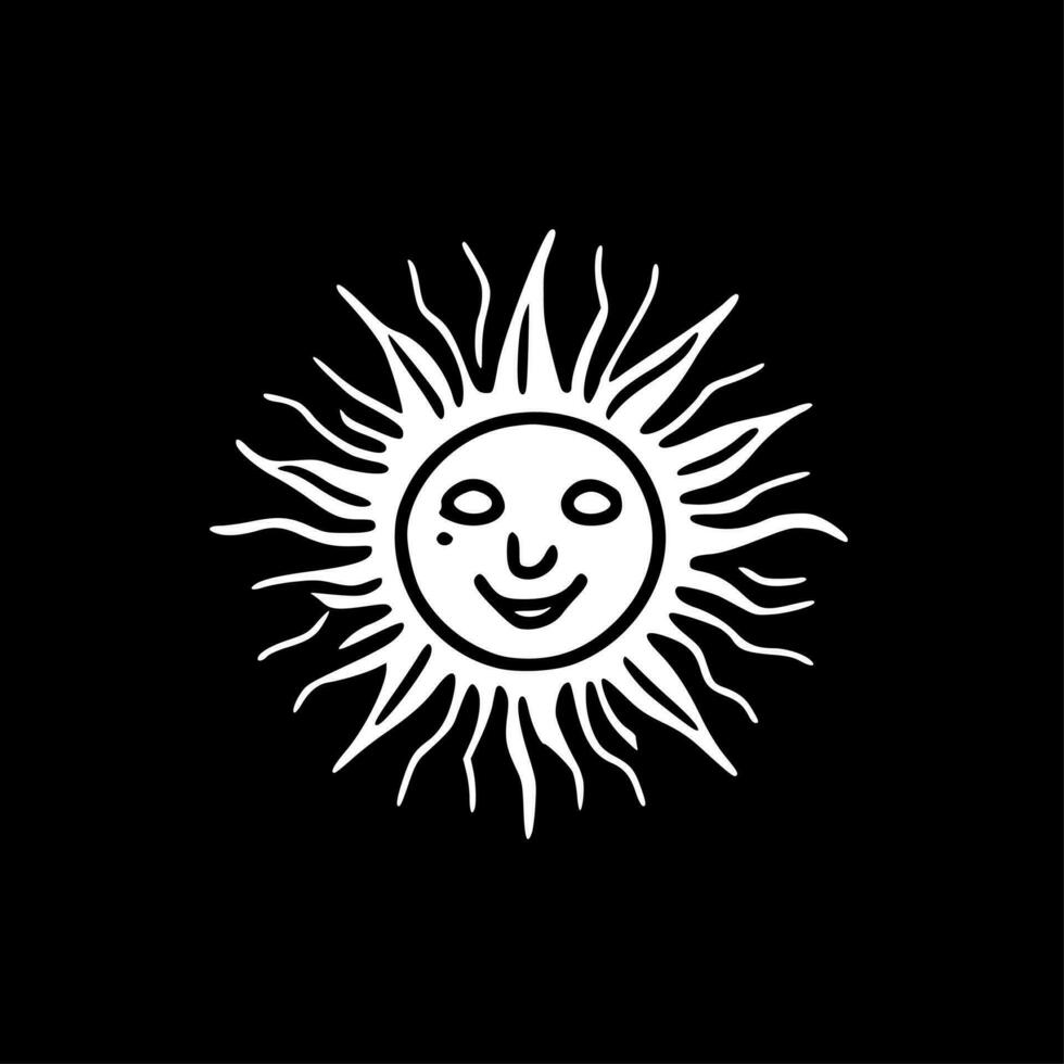 Sun - Black and White Isolated Icon - Vector illustration
