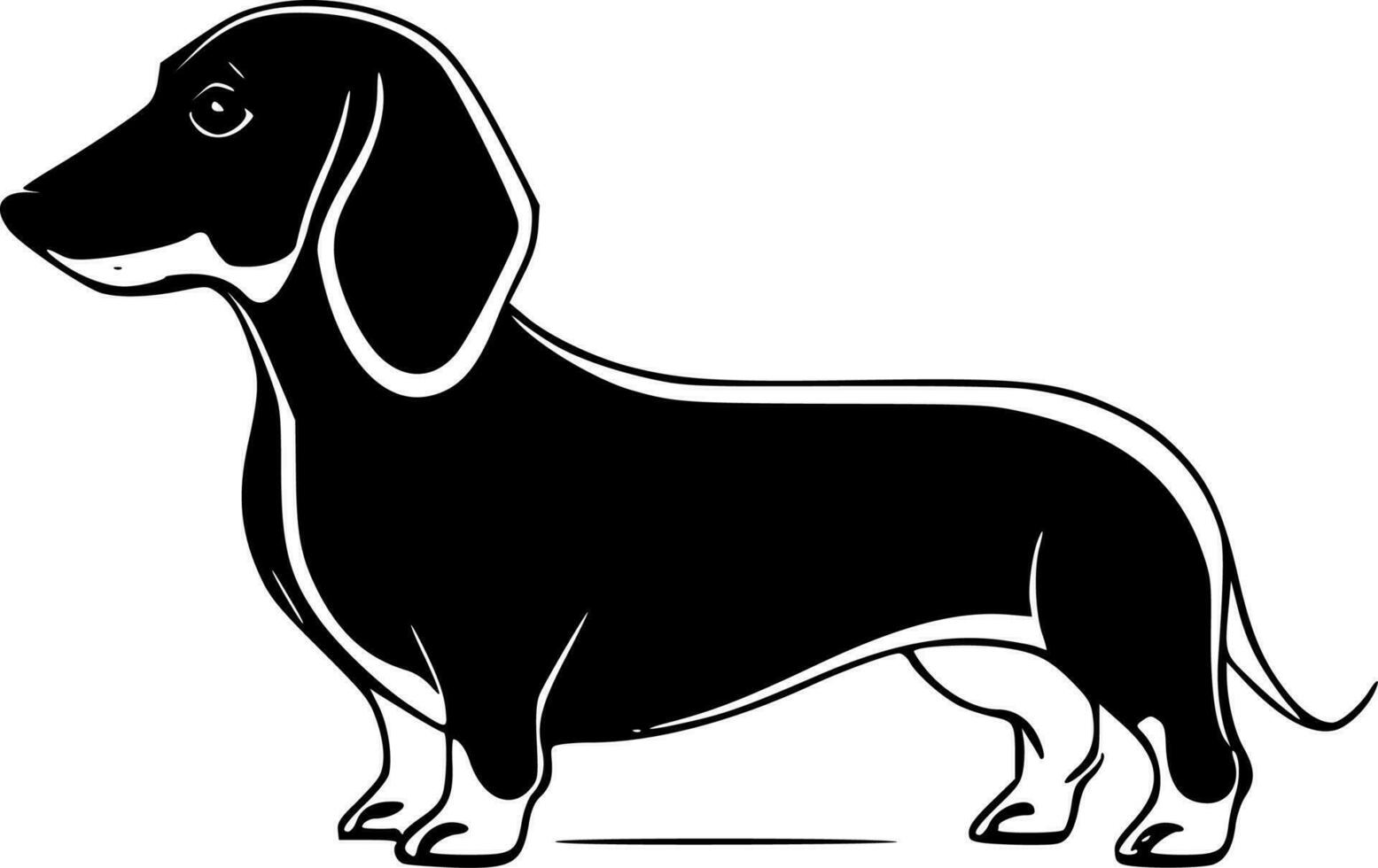 Dachshund, Black and White Vector illustration