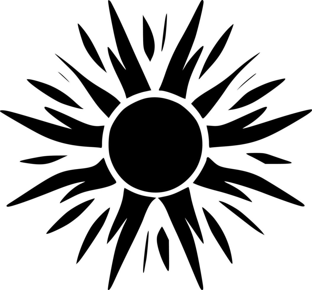 Sun, Black and White Vector illustration