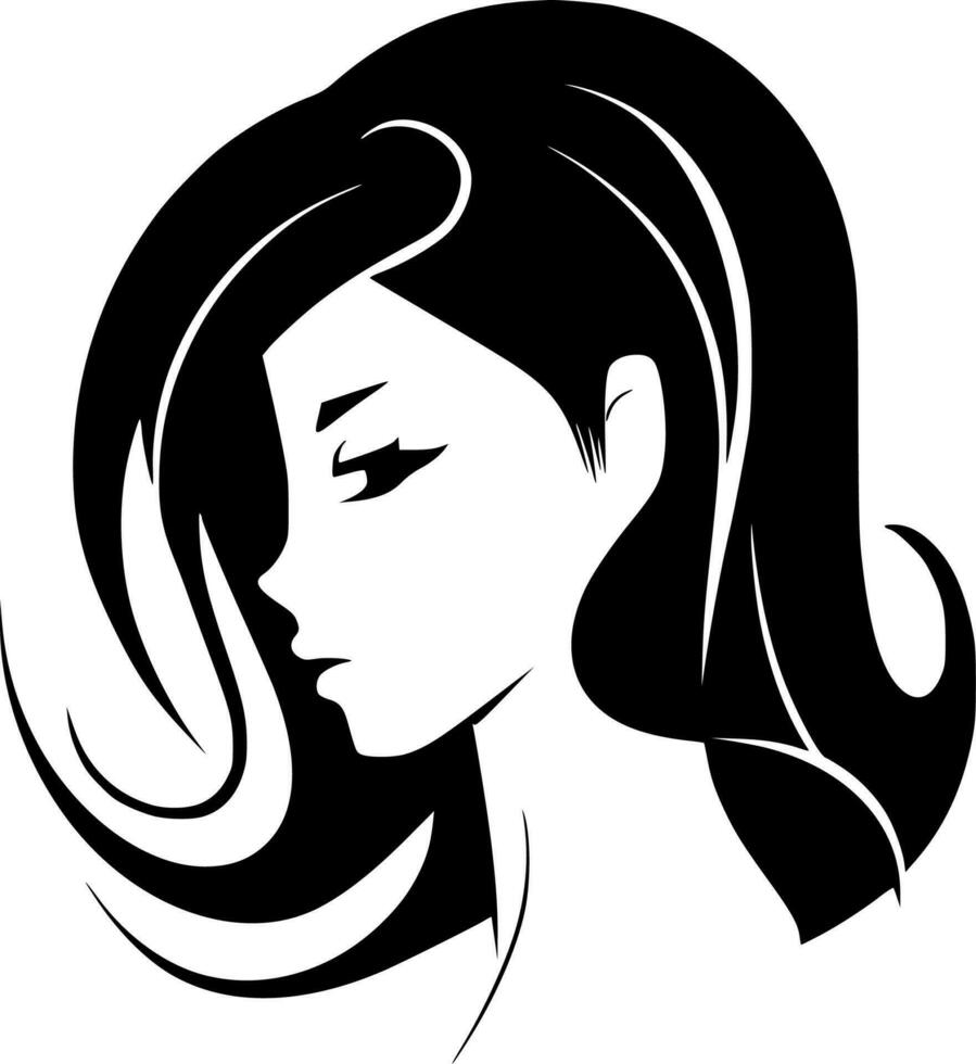 cabello, negro y blanco vector ilustración