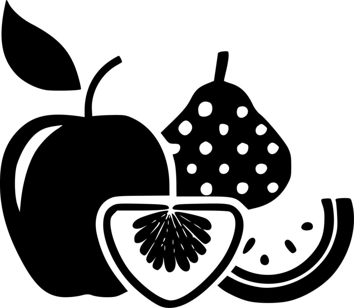 fruta, negro y blanco vector ilustración
