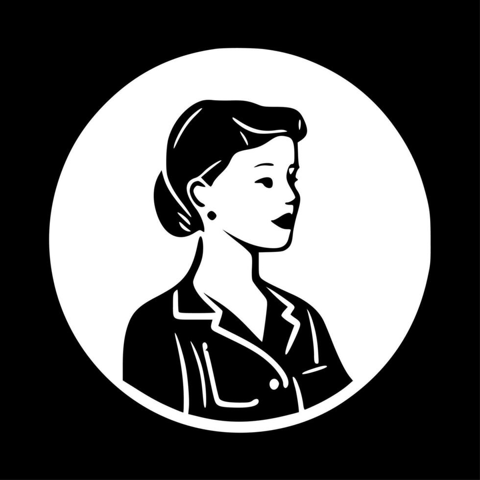 Nursing, Black and White Vector illustration