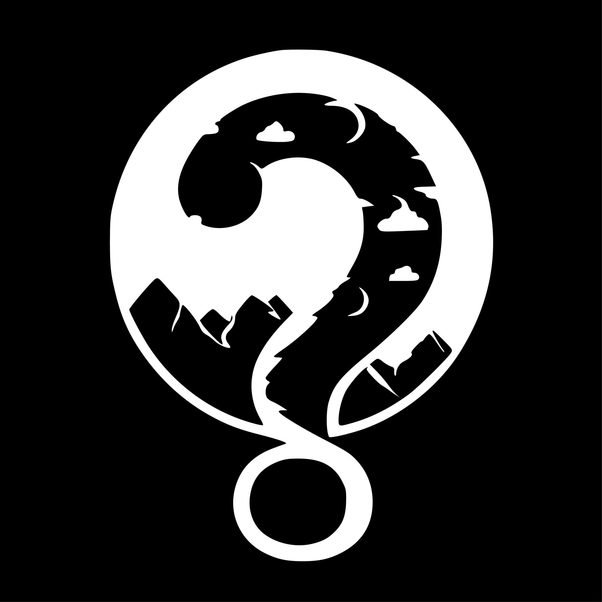 question mid black white