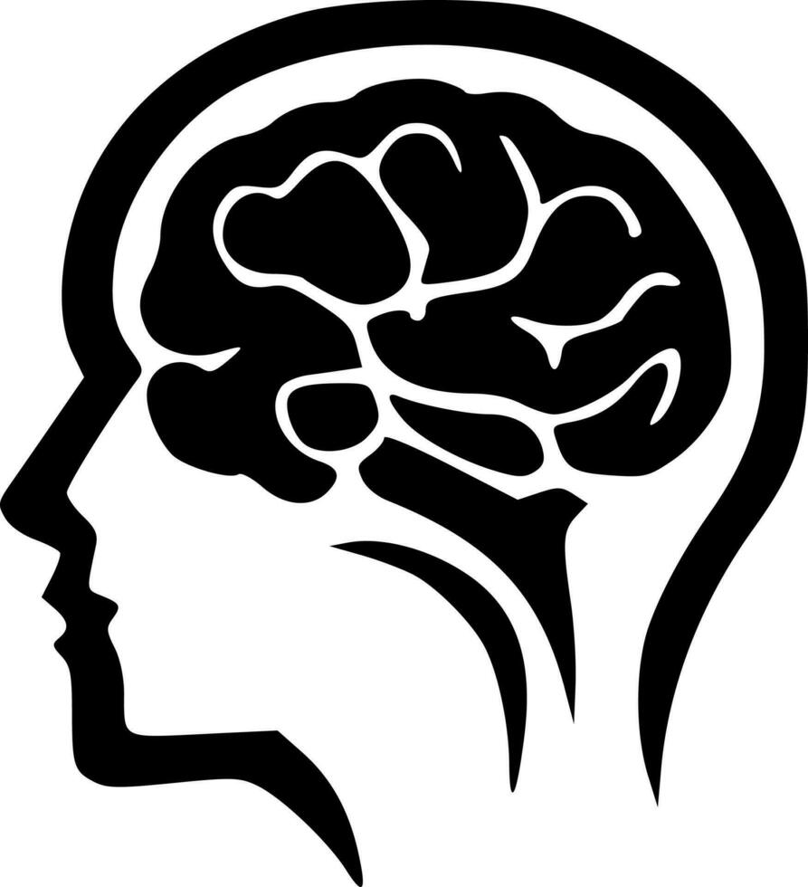Brain, Black and White Vector illustration