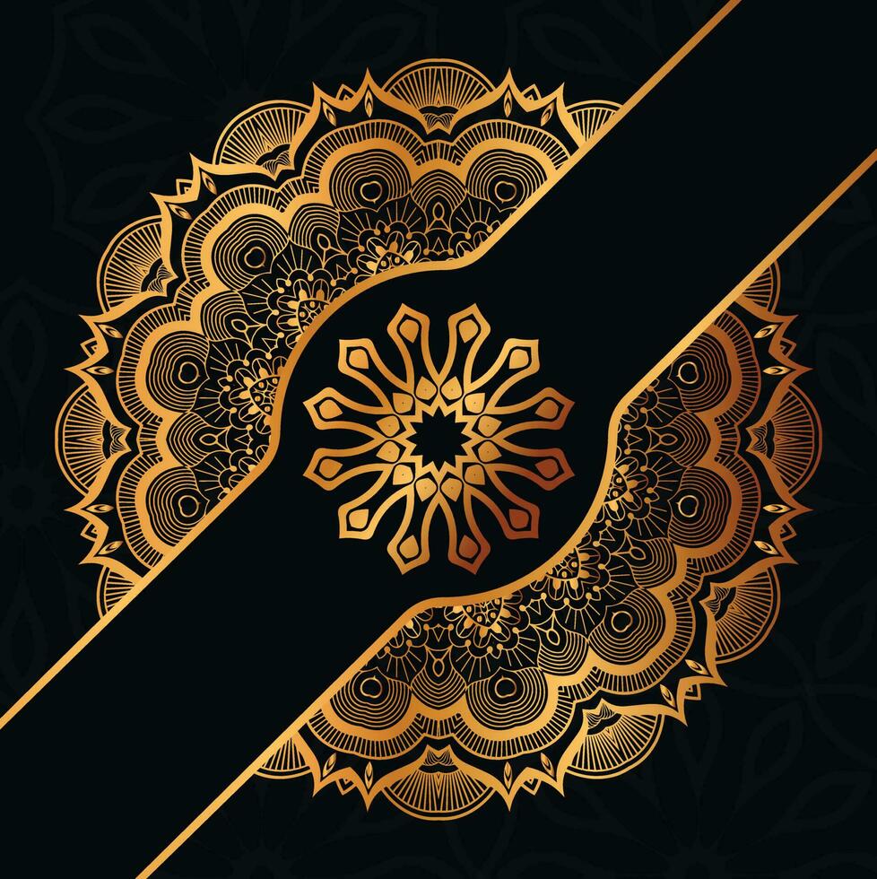 Fondo de diseño de mandala ornamental de lujo en color dorado. vector