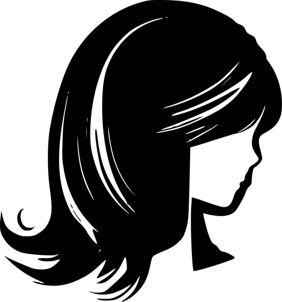 cabello, negro y blanco vector ilustración