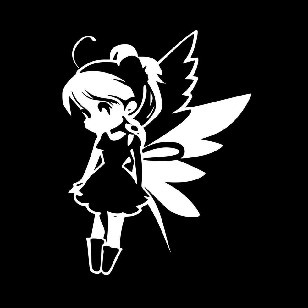 Fairy - Black and White Isolated Icon - Vector illustration