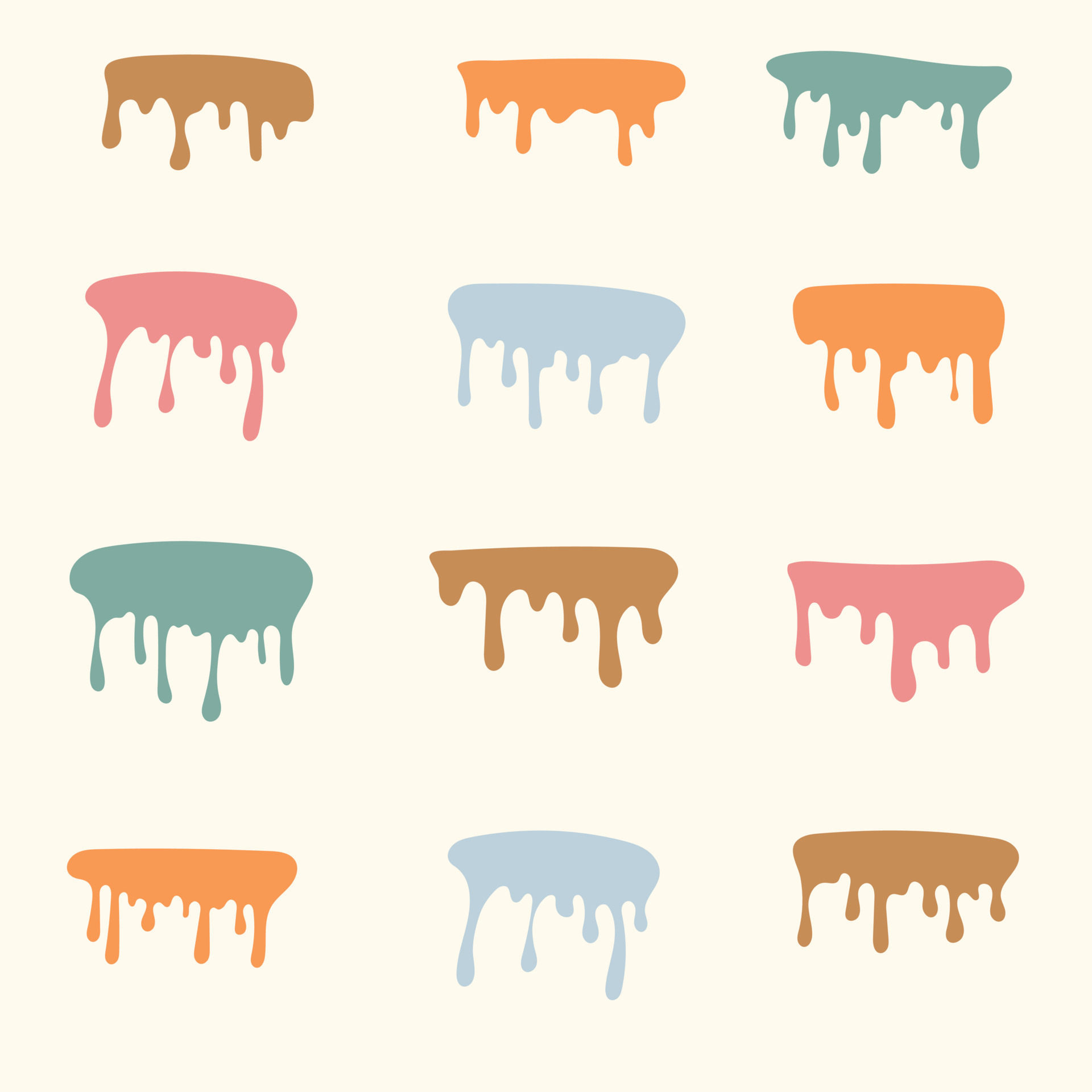 colorful melting drips paint collection. melt drips paint abstract