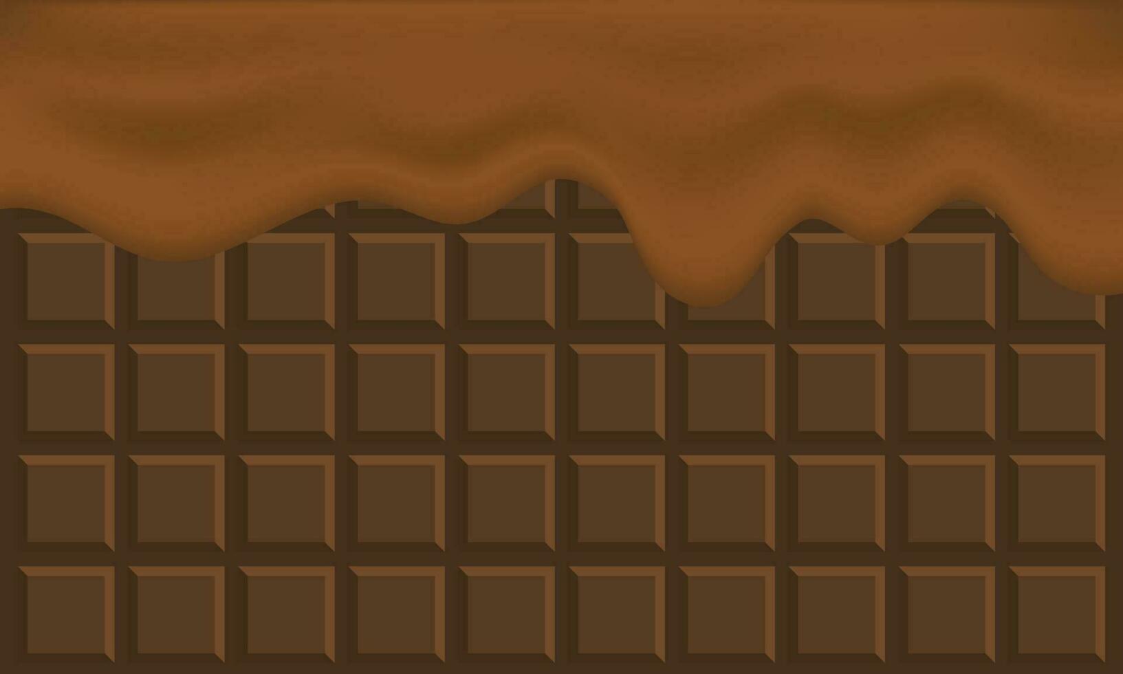 Melted chocolate dripping background. Flowing melted chocolate cartoon vector illustration