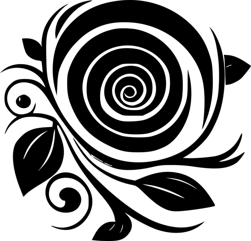 Rolled Flowers, Black and White Vector illustration