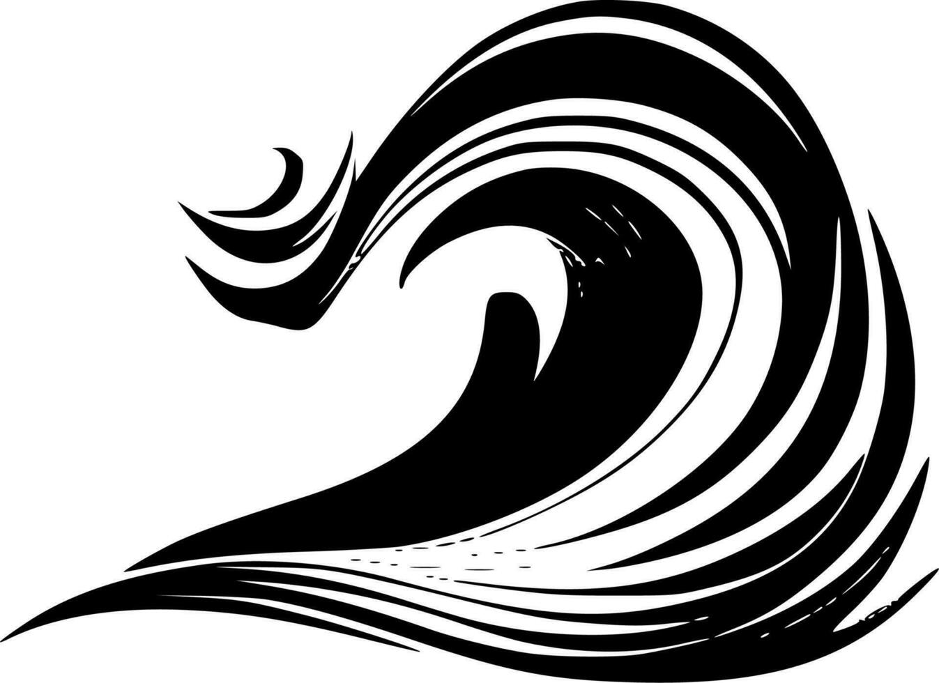 Wave, Black and White Vector illustration