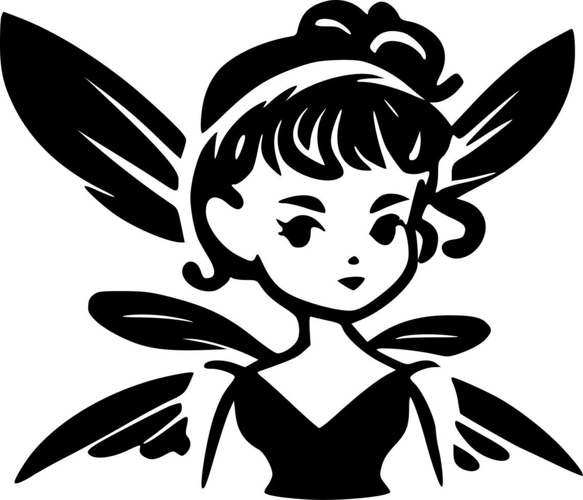 Fairy - Black and White Isolated Icon - Vector illustration
