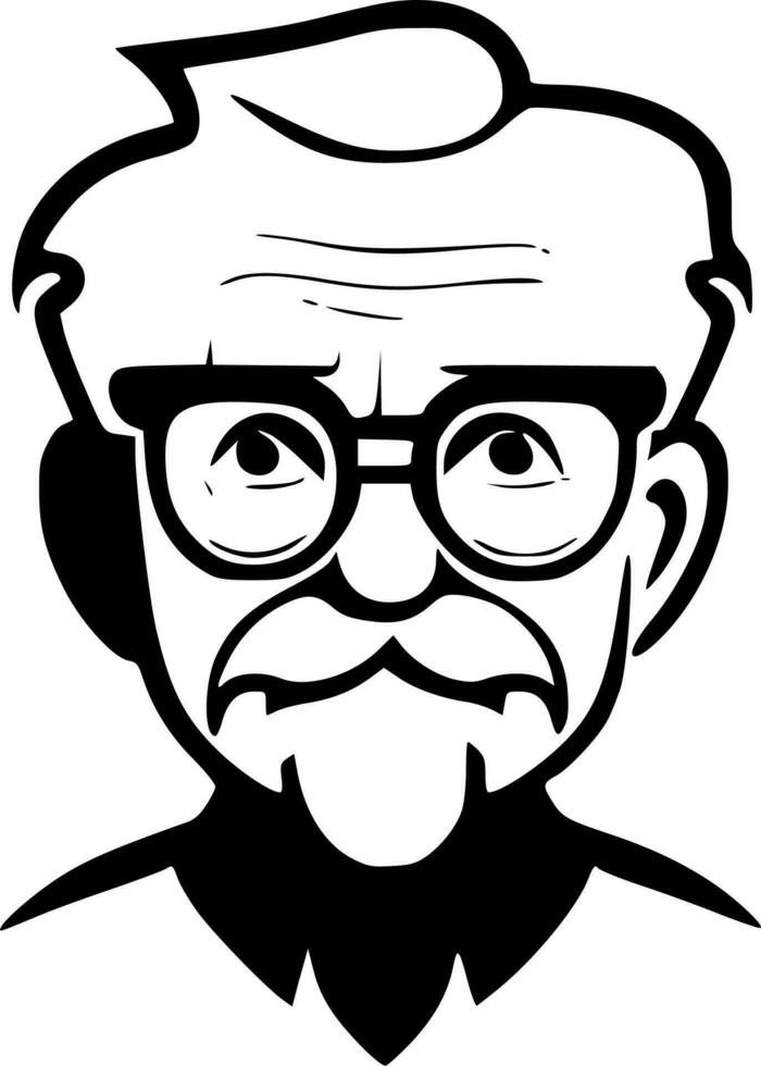 Senior - Black and White Isolated Icon - Vector illustration