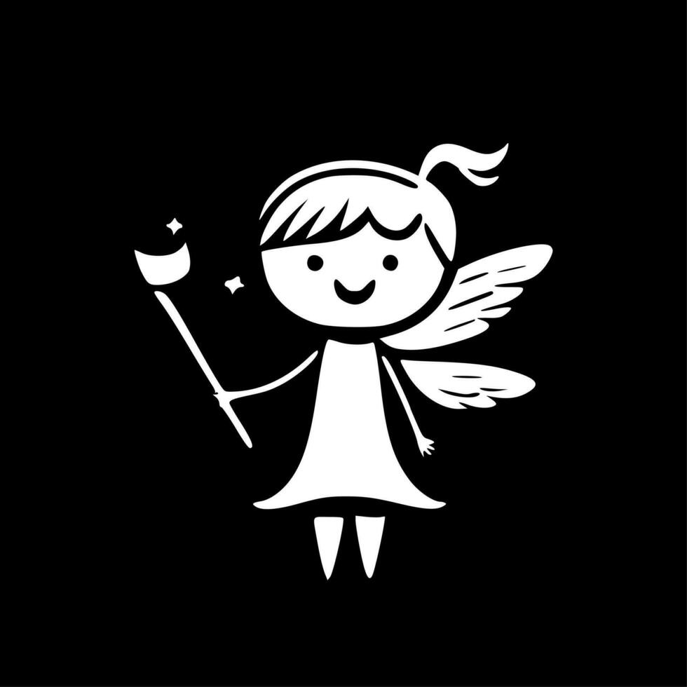Tooth Fairy - Black and White Isolated Icon - Vector illustration