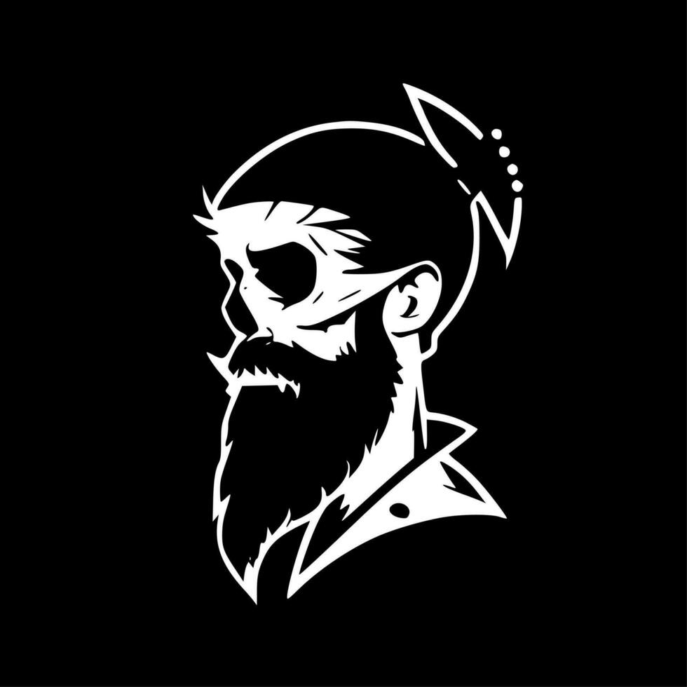 Pirate, Black and White Vector illustration