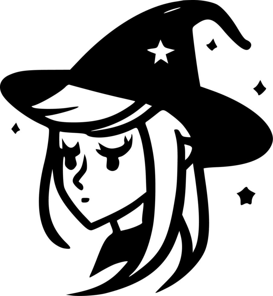 Witch, Minimalist and Simple Silhouette - Vector illustration