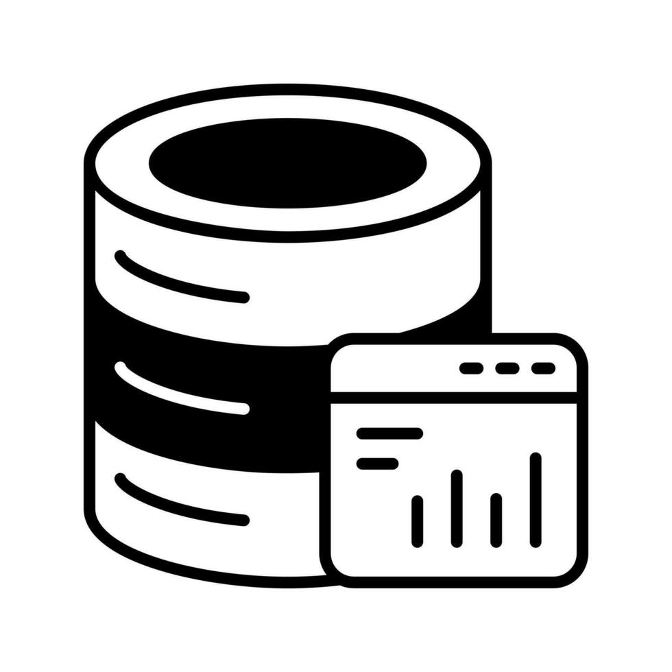 Bar chart with database showing concept vector of database analysis premium icon
