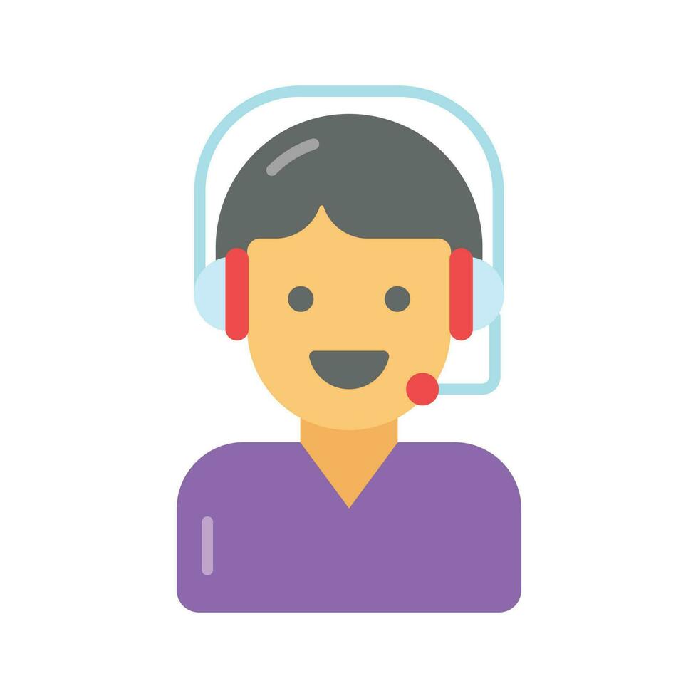 Man wearing headphones showing concept vector of client servicing, flat icon of customer care
