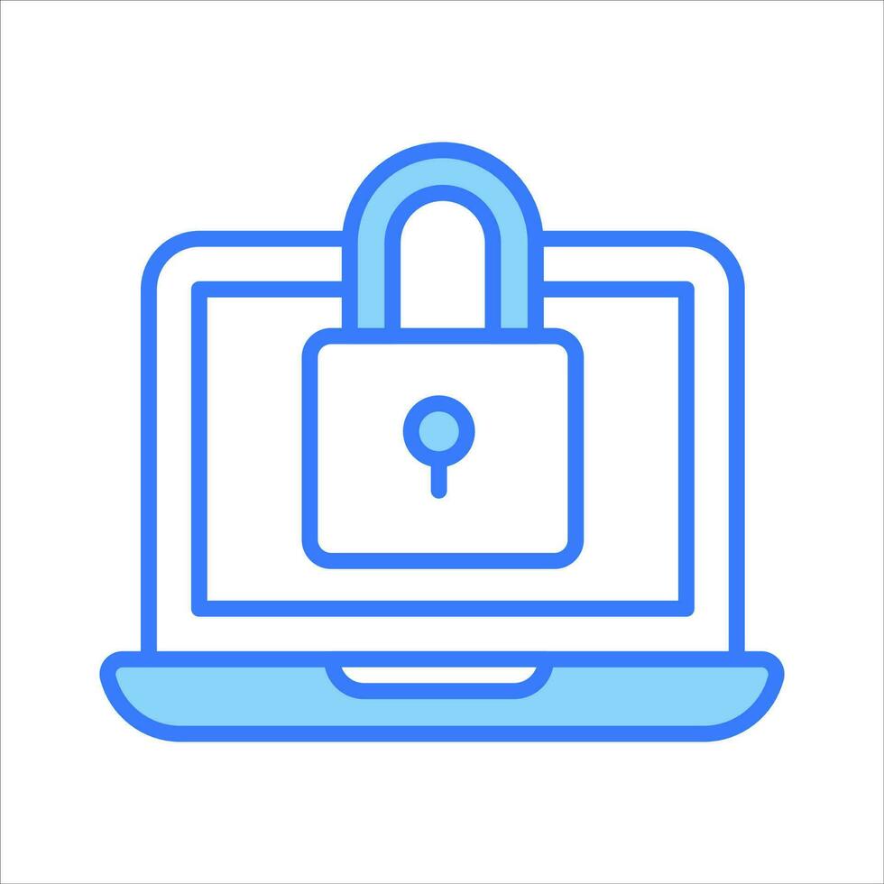 Padlock with laptop denoting vector of laptop security in modern style