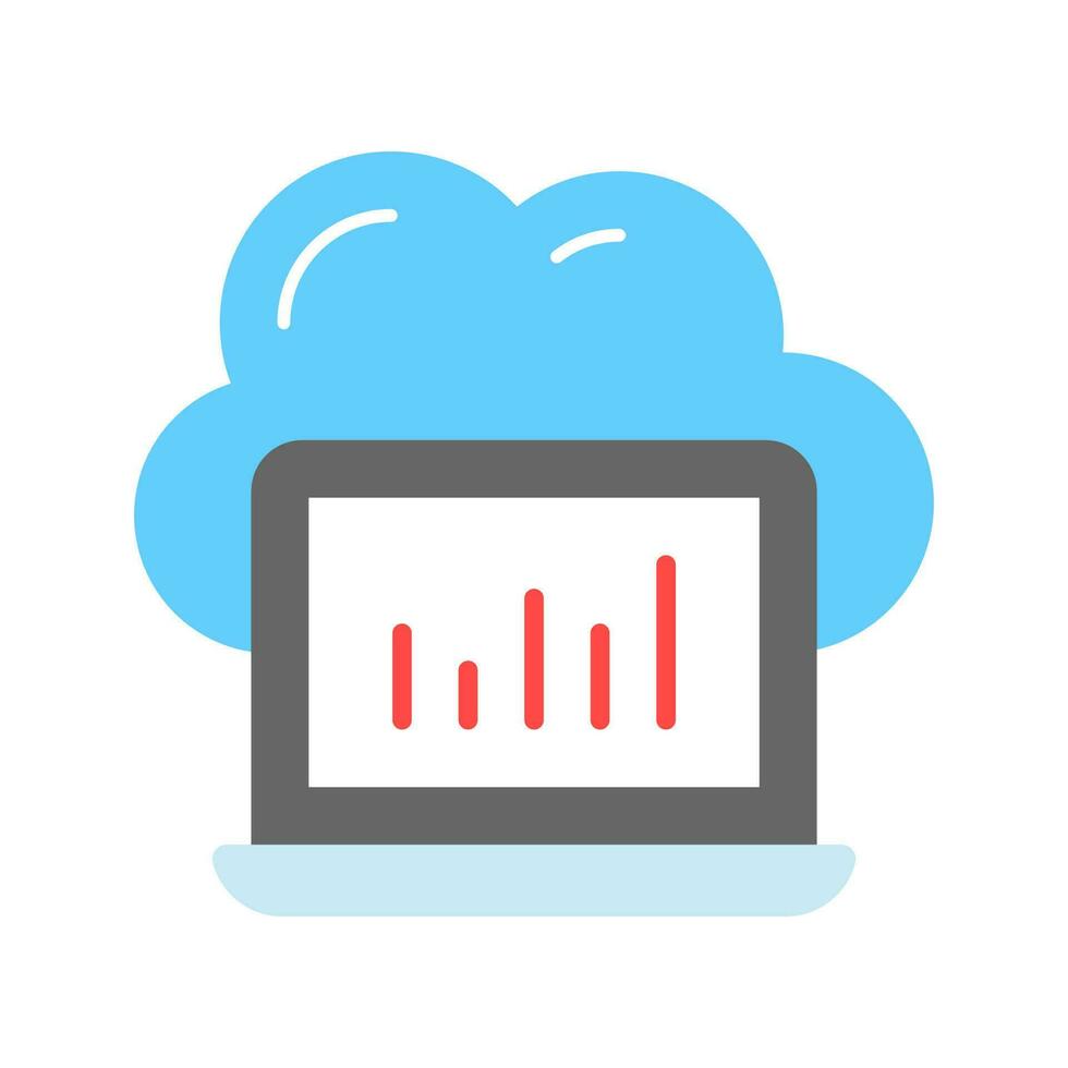 Chart in laptop with cloud showing concept vector of cloud analytics in modern style