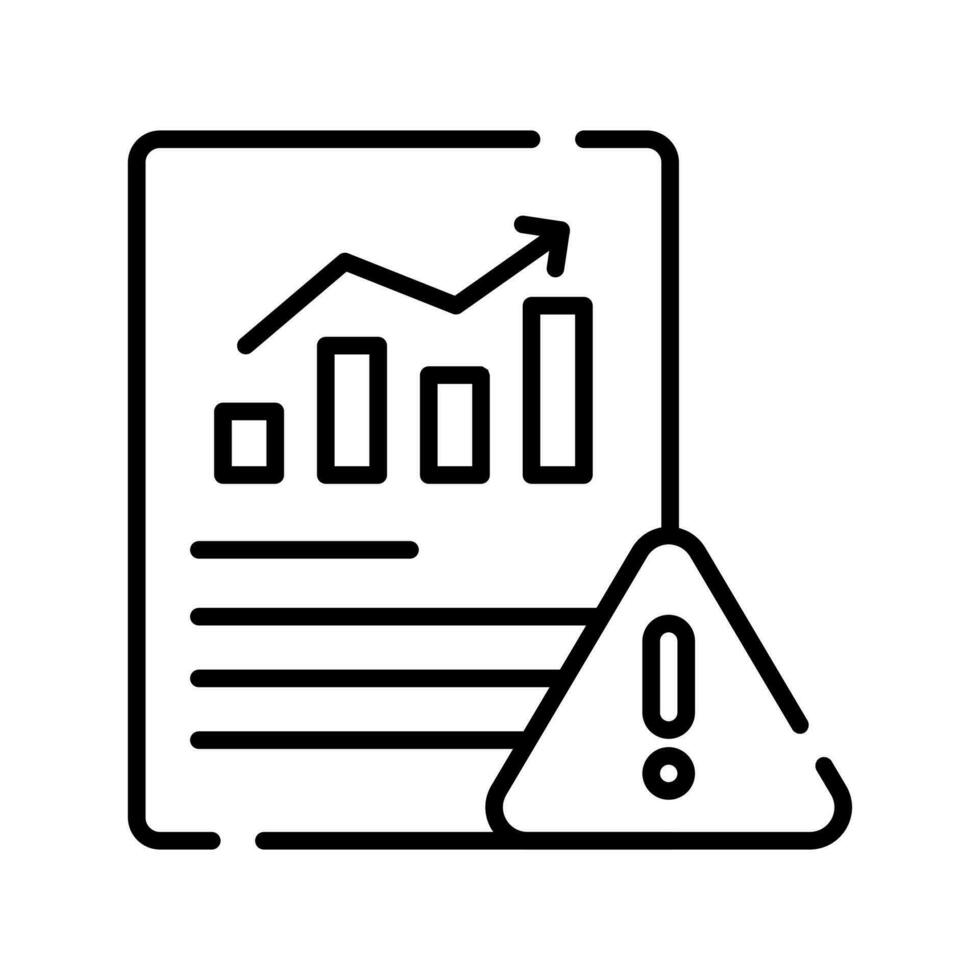 Exclamation mark with data report showing vector of warning report in modern style