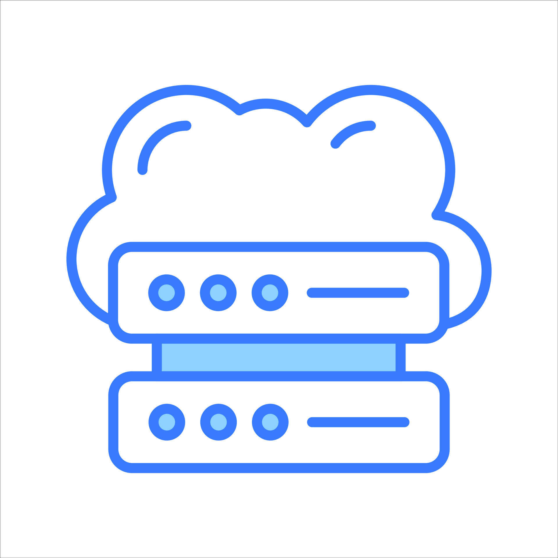 Data server with cloud denoting icon of cloud server in trendy style ...