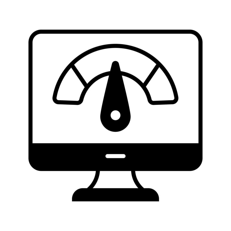 Speedometer inside monitor denoting speed test vector design in trendy style