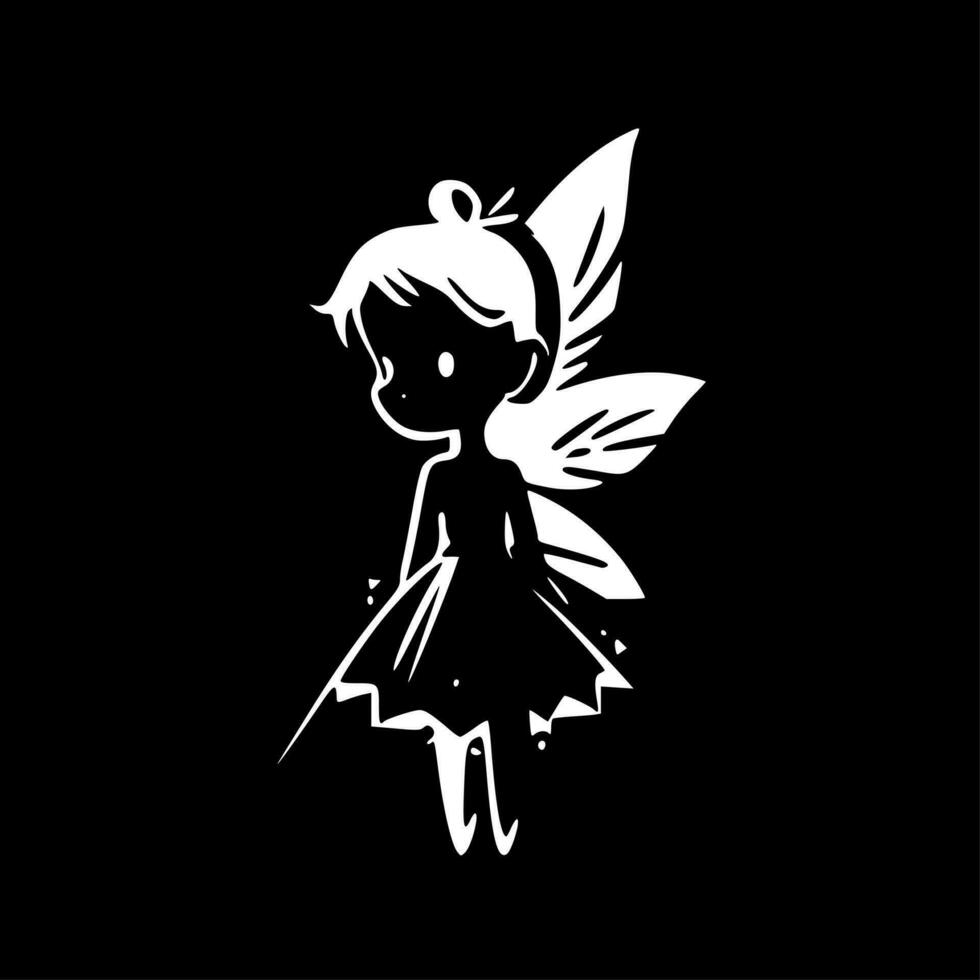 Fairy - Black and White Isolated Icon - Vector illustration