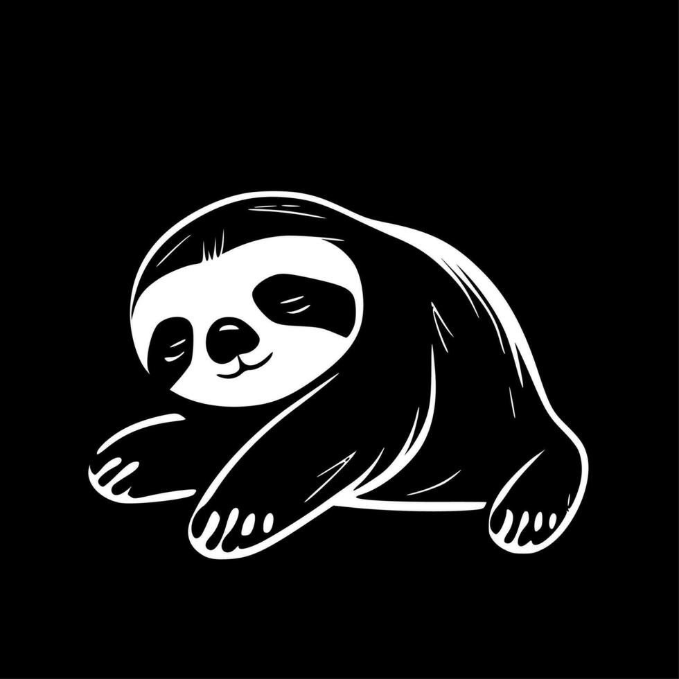 Sloth, Black and White Vector illustration