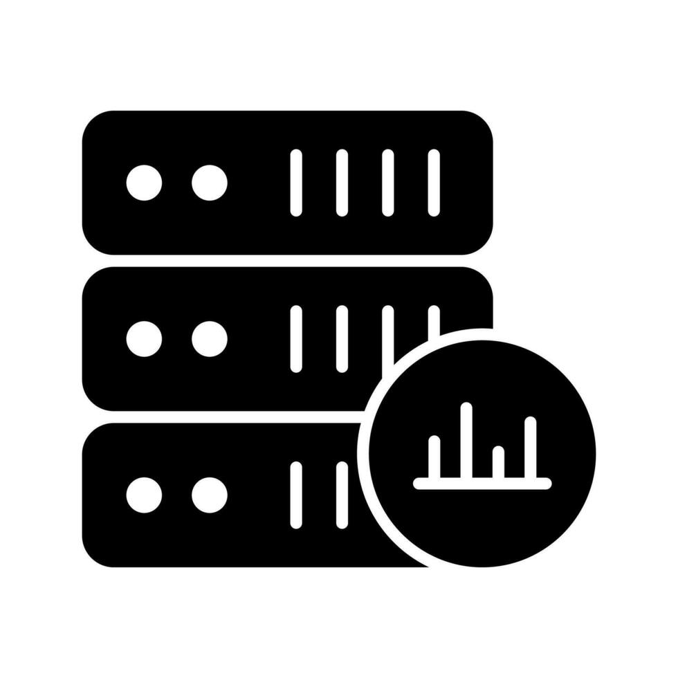 Bar chart with data server showing concept vector of server analysis premium icon