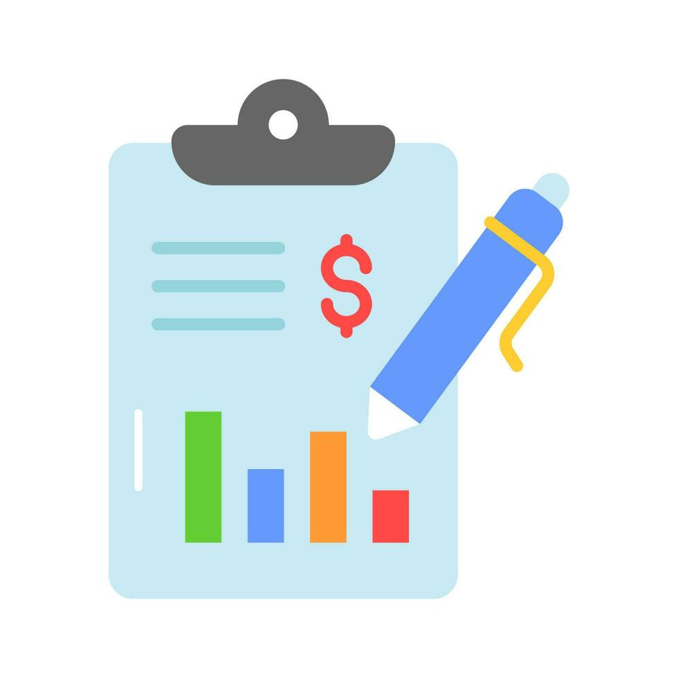 Bar chart on clipboard with pencil, an icon of business audit in modern style vector