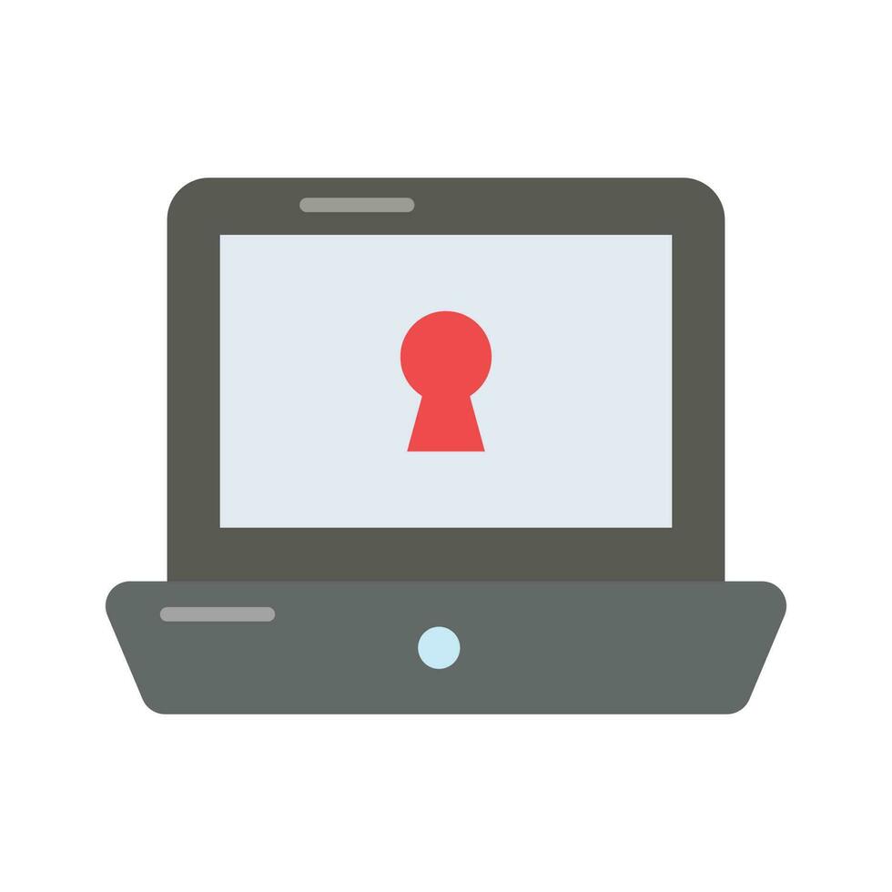 Keyhole with laptop denoting vector of laptop security in modern style