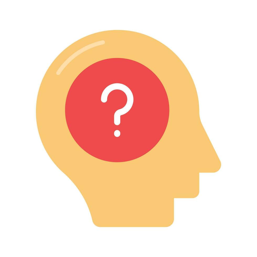 Question mark with human mind denoting concept vector of customer doubt