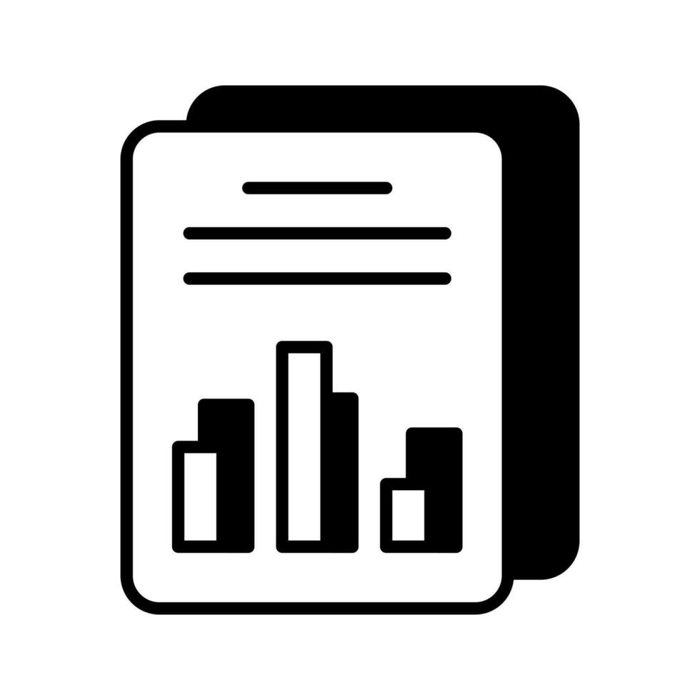 Bar chart on document showing vector of data report in trendy style, premium icon