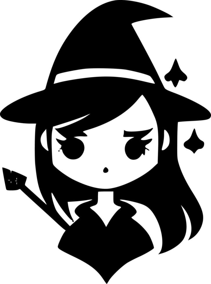 Witch - Black and White Isolated Icon - Vector illustration