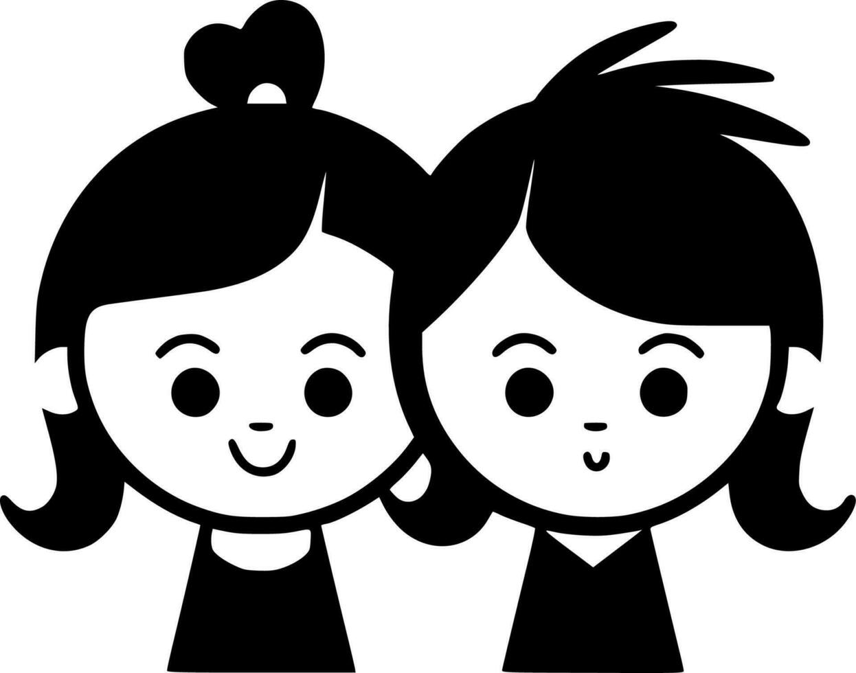 Children - Black and White Isolated Icon - Vector illustration