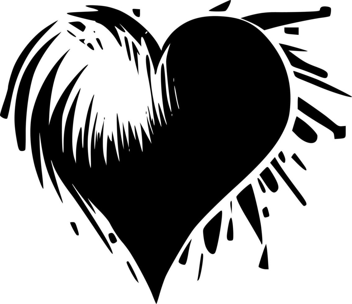 corazón - negro y blanco aislado icono - vector ilustración