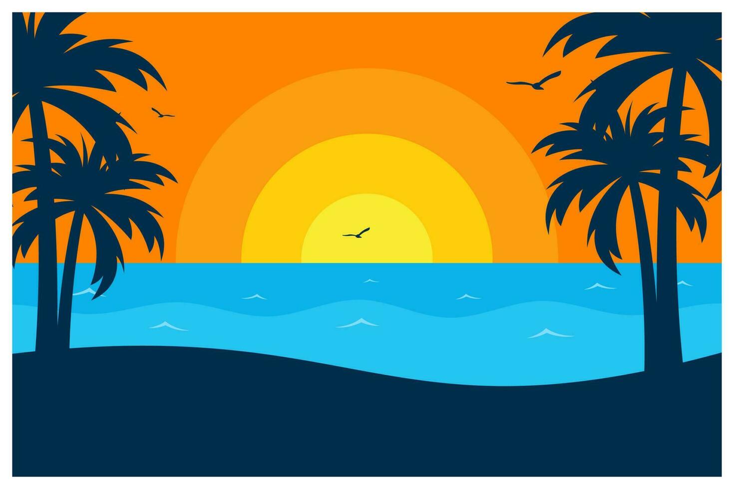 verano paisaje póster diseño ilustración vector