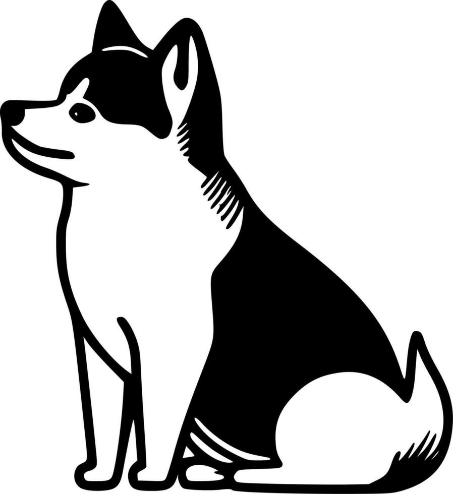 shiba - negro y blanco aislado icono - vector ilustración
