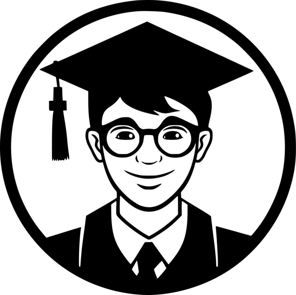 Graduation - Black and White Isolated Icon - Vector illustration