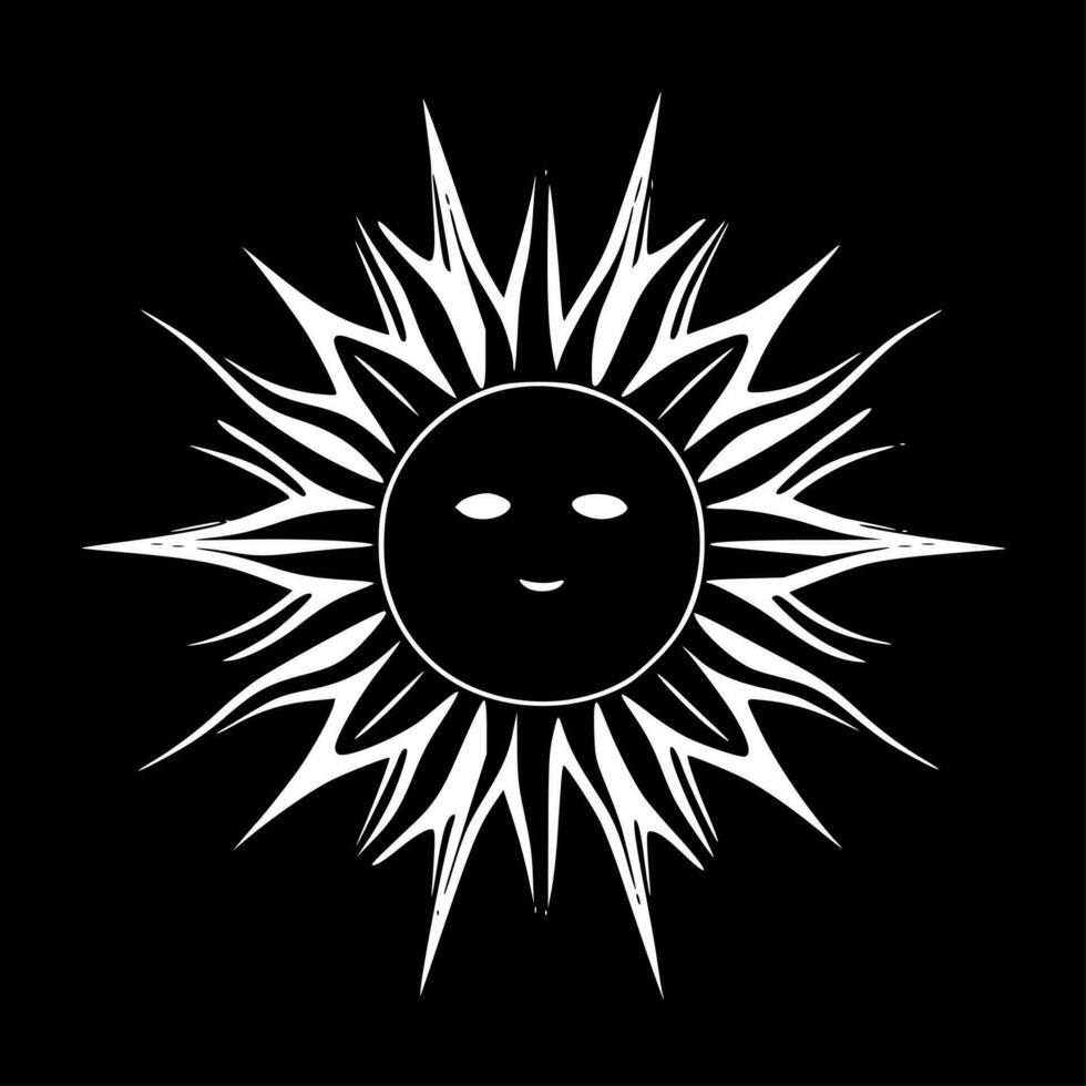 Sun, Black and White Vector illustration